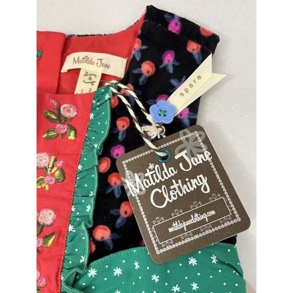 Matilda Jane Caroling Away Top Size 4 New Embroidery Flower Red Tulle Christmas - Picture 3 of 12